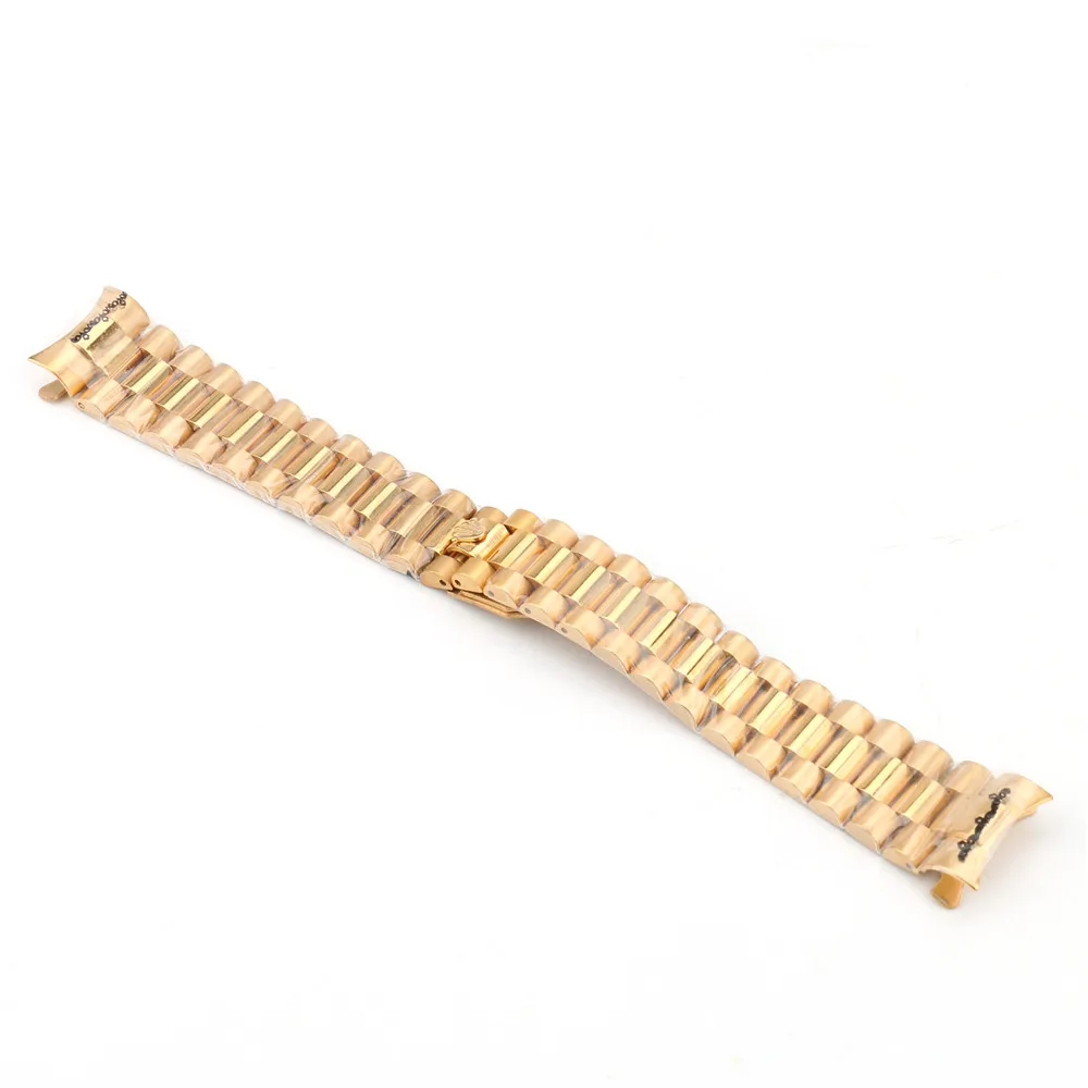 20mm Watch Band Strap Wholesale 316L Stainless Steel Gold Silver Watchband Curved End President style Bracelet For Dayjust