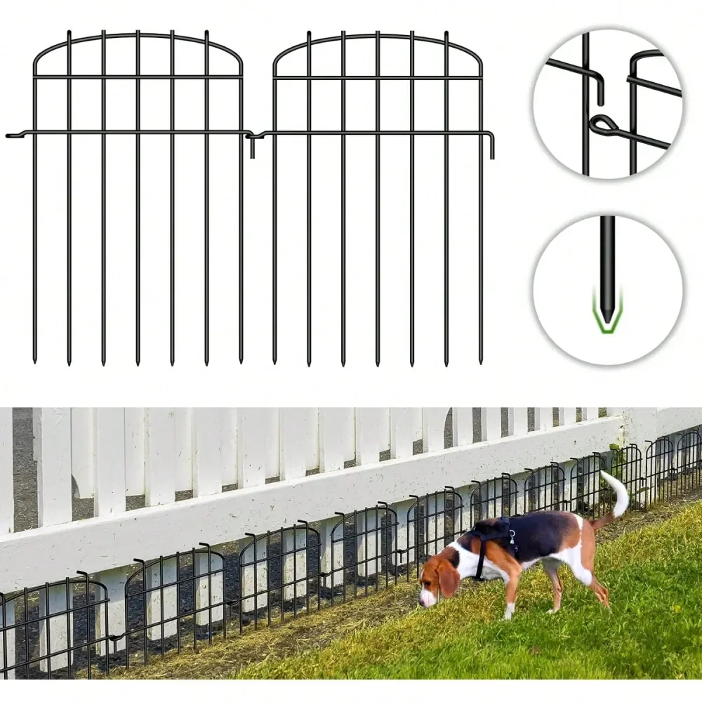 Barrera Antiescavación Sin Excavación, Separación de 1.5 m, Borde de Jardín Antiescavación para Perros, Bloqueadores Metálicos Subterráneos Antioxidantes para Cercas
