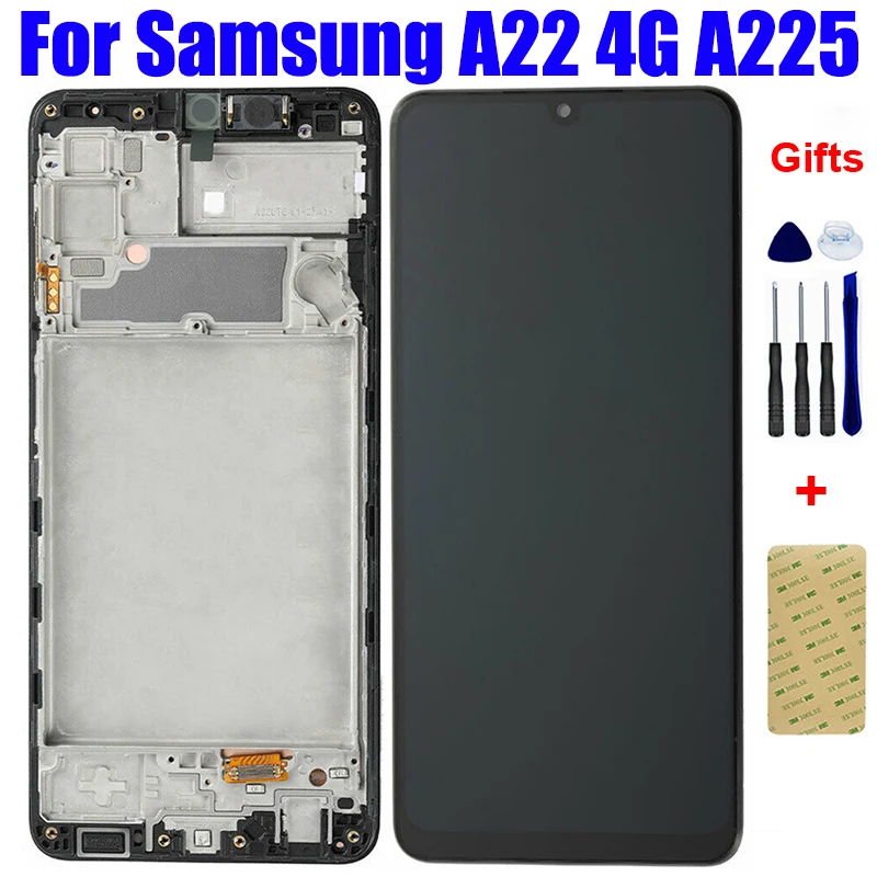 

LCD For Samsung Galaxy A22 4G A225 A225F LCD Display Panel Matrix Pantallla with Touch Screen Digitizer Glass Assembly Frame