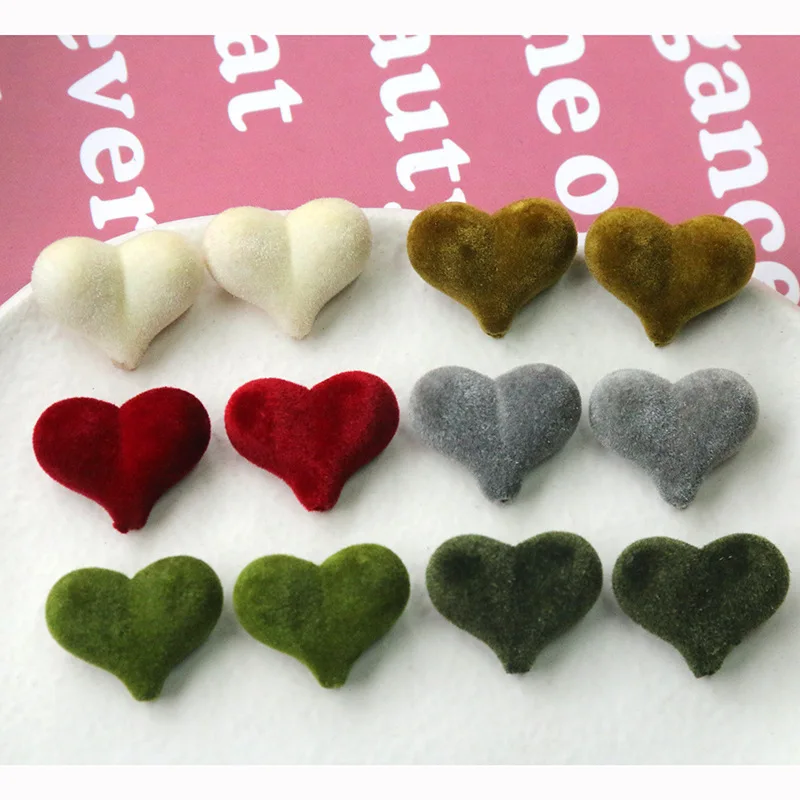 

DIY Jewelry Findings Cute Lovely Heart Shape Acrylic Velvet Necklace Bracelet Earring Floating Beading Material 23*18mm 100pcs