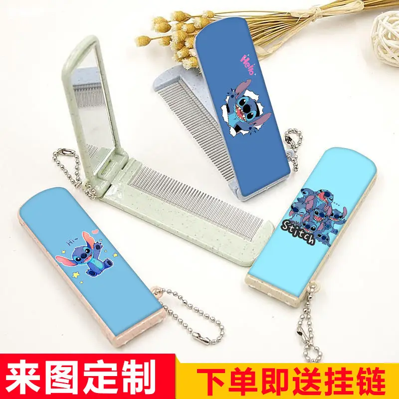

New Disney Lilo and Stitch Cartoon Stitch Cartoon High-Looking Flip Small Mirror Mini Student Comb Cute Cosmetic Mirror Gift