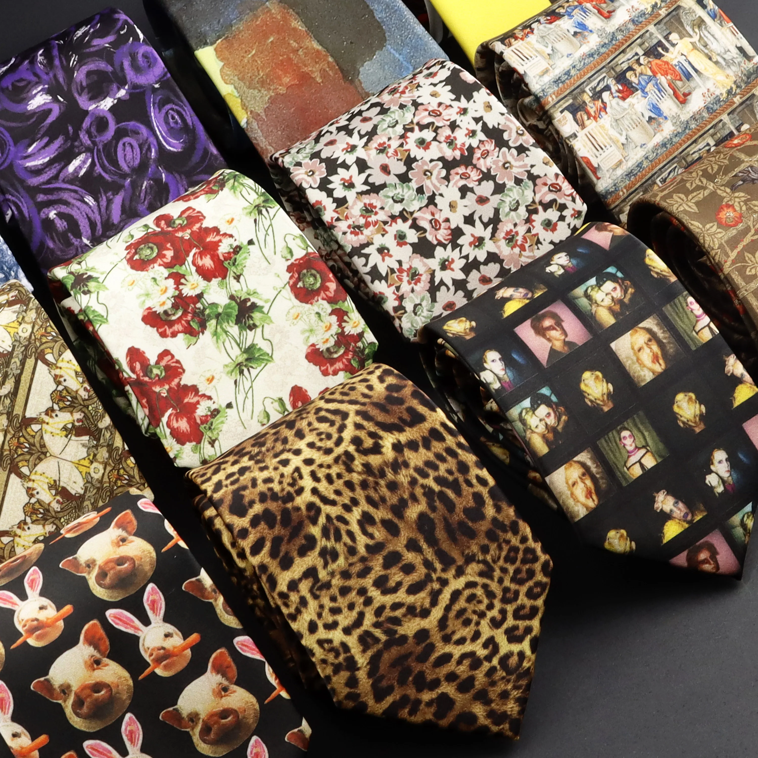 

Новый мужской мягкий шелковый галстук с леопардовым животным принтом, креативный галстук для свадьбы, бизнеса, повседневного подарка на вечеринку