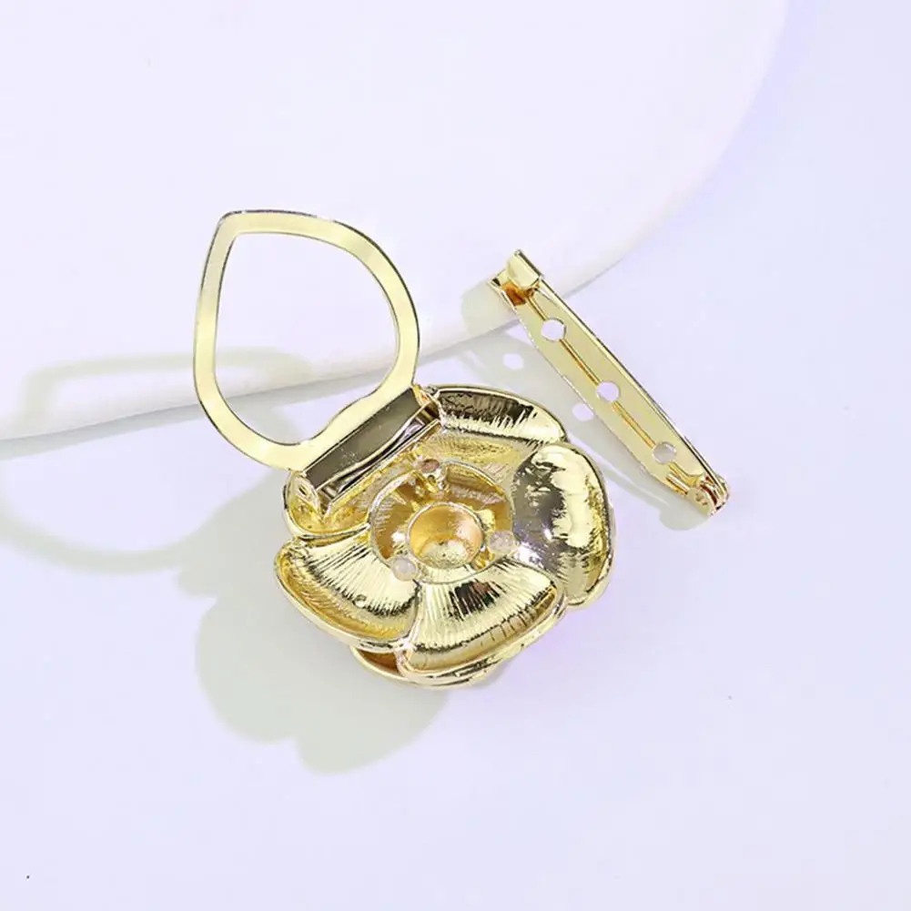 Camellia Scarf Button Scarf Button Brooch Camellia Shape Alloy Accessory with Glossy Glaze for Sweaters Collars Hats Bags Coats