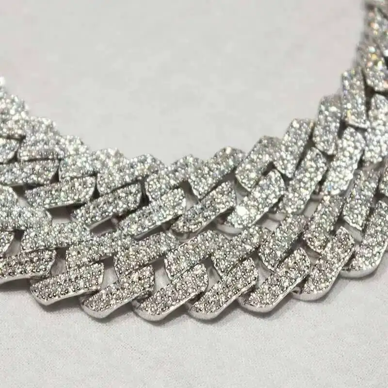 

Распродажа, тестер бриллиантов для ювелирных изделий, 12 мм, Vvs, муассанит, бриллиант, стерлинговое серебро 925 пробы, кубинская цепочка со льдом, ожерелье