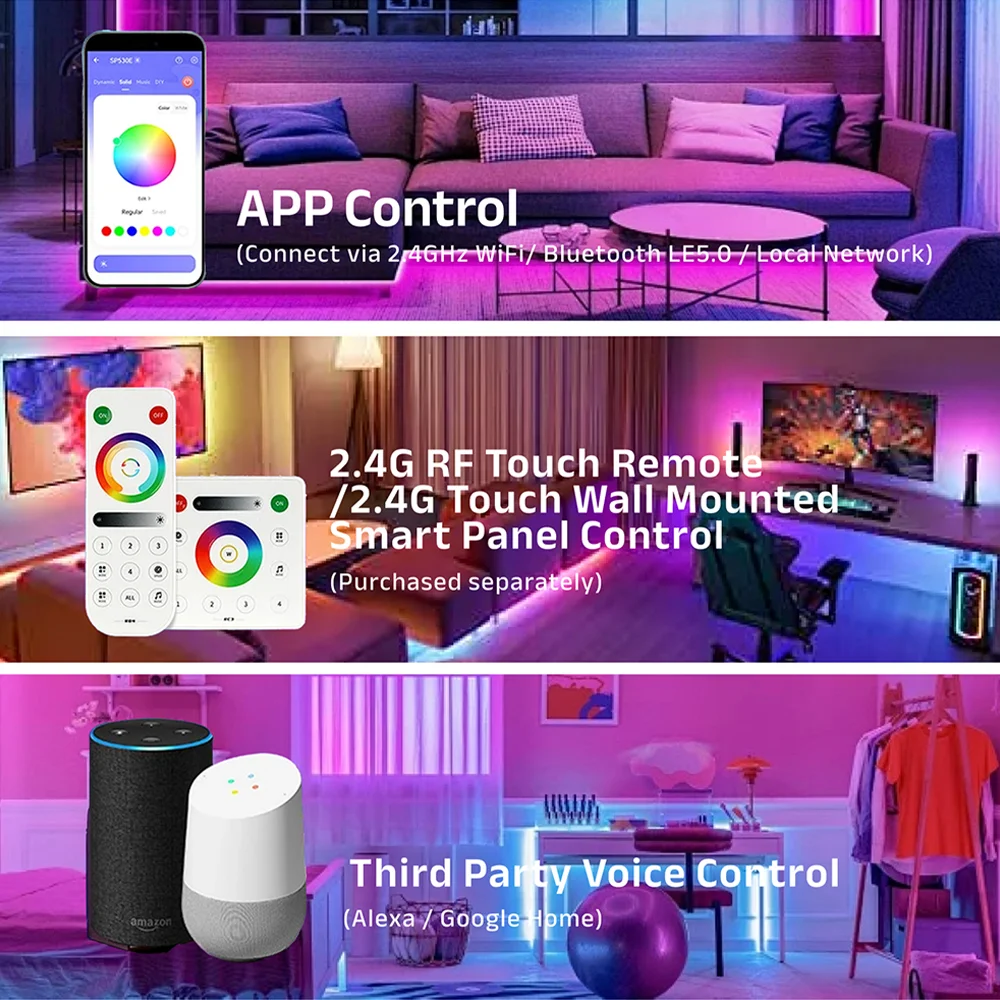 وحدة تحكم بلوتوث LED 6812 RGBW 5V 12V 24V SP530E 2.4 جيجا هرتز مع جهاز تحكم عن بعد RC3/RB3، مجموعة 1 م 2 م 3 م 4 م 5 م #5
