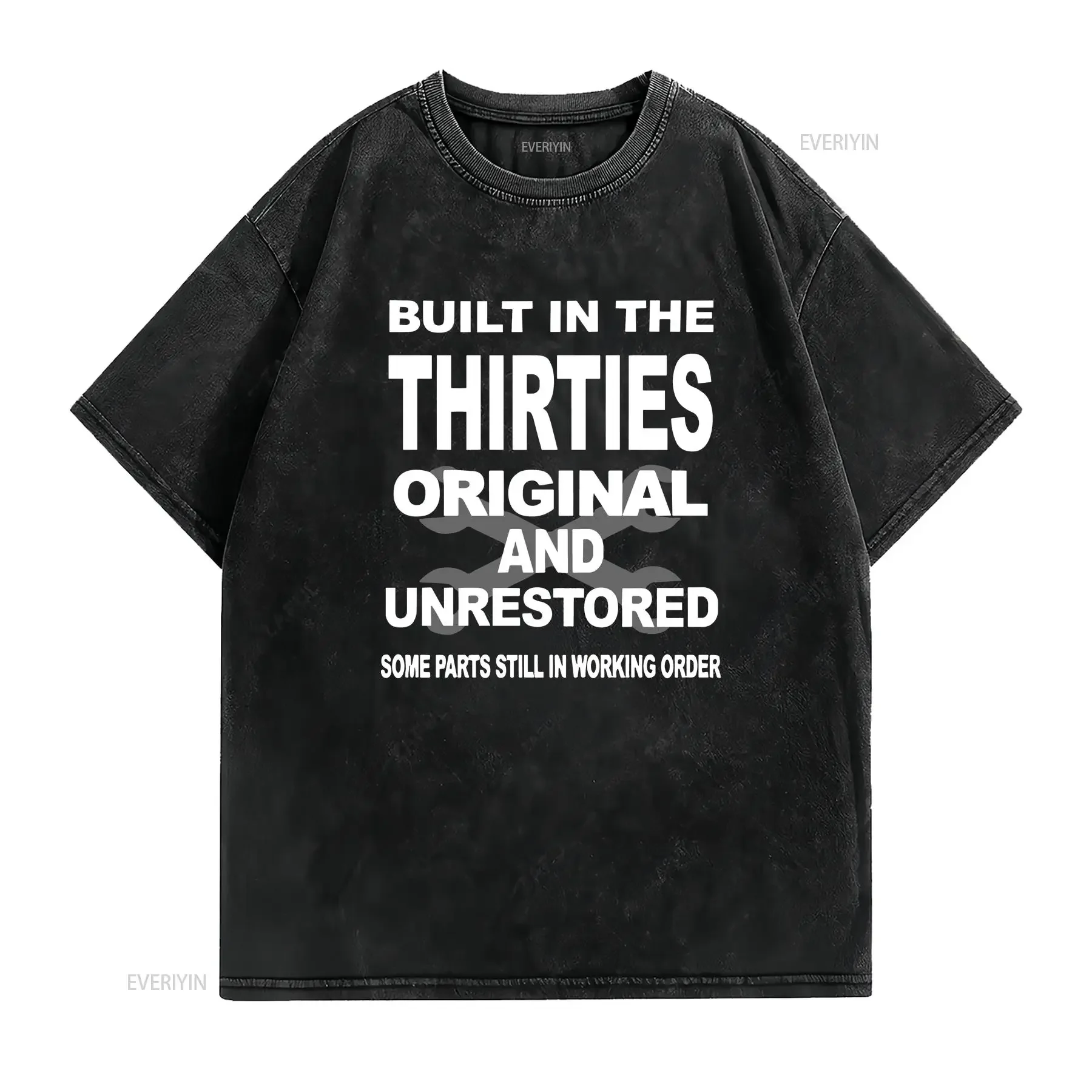 New Design Built In The Thirties Original Unrestored T Shirt Size XL vintage Washed streetwear Slightly graphic homme Stylish