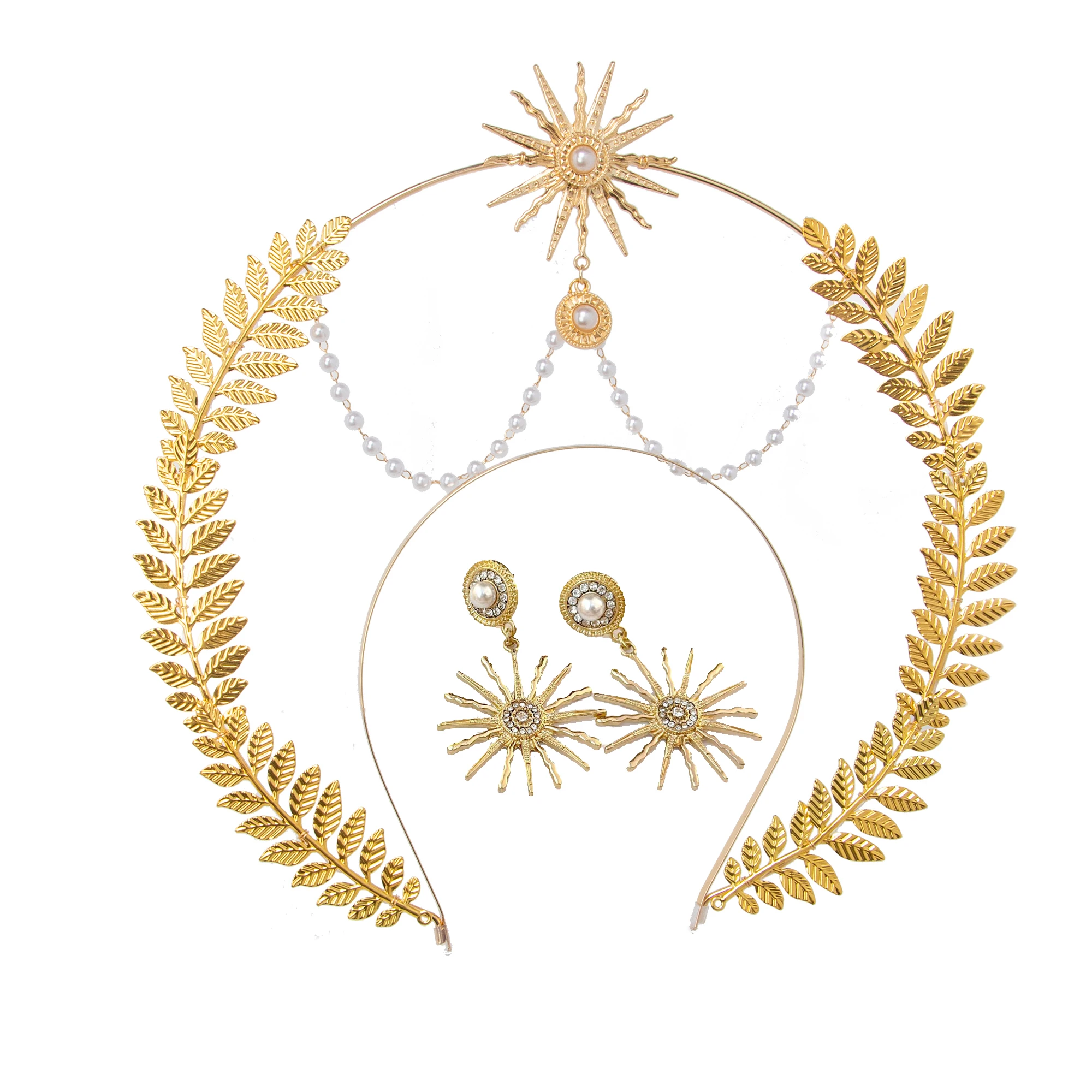 اليدوية KC أغطية الرأس الحلو لوليتا الرجعية الإله رائع غطاء الرأس الشمس أبولو هالو الكنيسة الملاك Hanfu من إكسسوارات الشعر الانتهاء