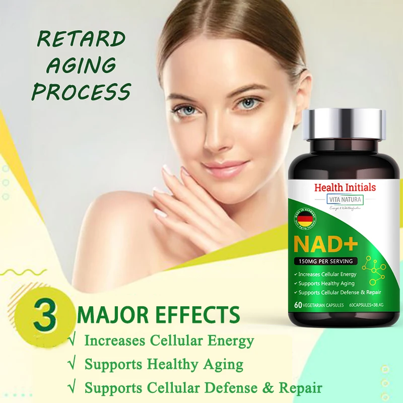 Anti-aging NAD+ Supplement Capsules-Nicotinamide Riboside Alternative, Natural Energy & Cellular Health, 60 Capsules