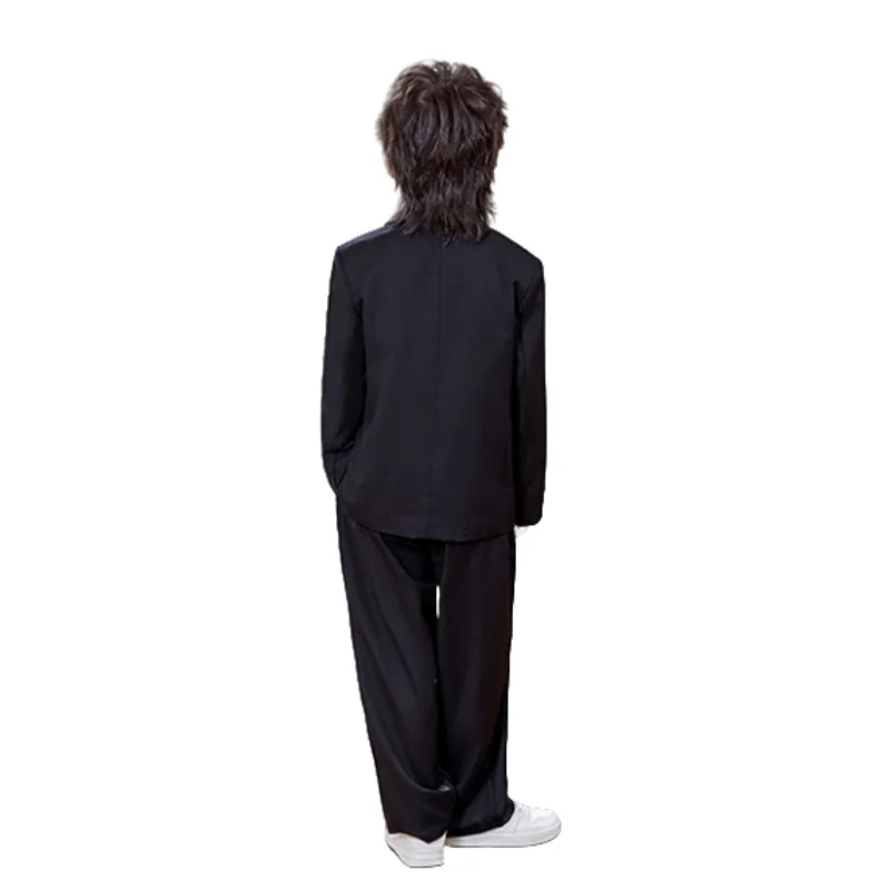 Kids Chinese Style Black Elegance Embroidered Wedding Tuxedo Set with Jacket Vest Pants Bowtie Boys Host Performance Costume