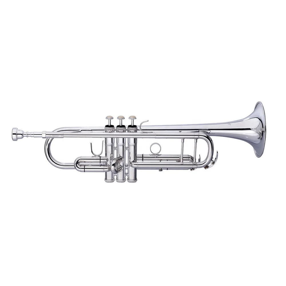 Professional Master Level Silver Trumpet BB Tone Brass Instrument Tenor Stainless Steel Pistons JYTR409S Silver Plated