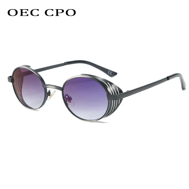 OEC CPO Hình Bầu Dục Punk Vintage Kính Mát Nam Nữ Tròn Thương Hiệu Thiết Kế Kính Chống Nắng Nữ Phong Cách Khoa Học Viễn Tưởng Retro Kính Mắt UV400