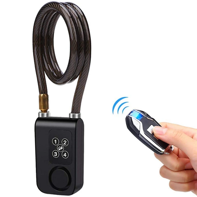 Wireless Remote Control Alarm Lock Anti-Theft Vibration Alarm Lock Electric Motorcycle Code Chain Lock Black