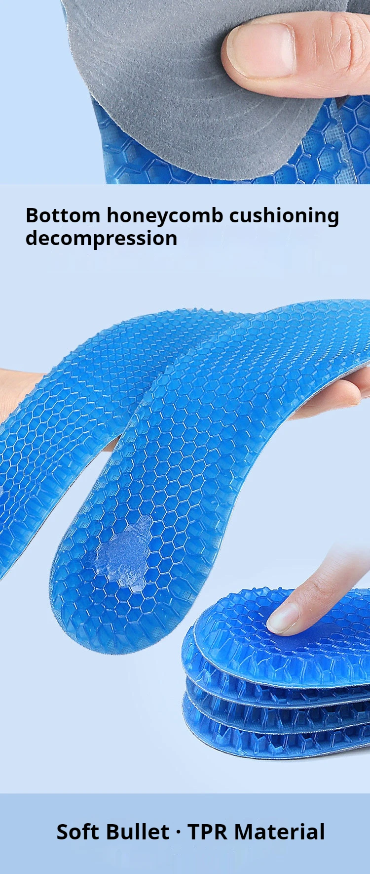 1 Paar weiche Silikon-Einlegesohlen, geeignet für Outdoor-Sportarten und zum Laufen, elastische, stoßdämpfende Sohlen, bequeme Einlegesohlen für Herren-Sneaker. – Detail 4