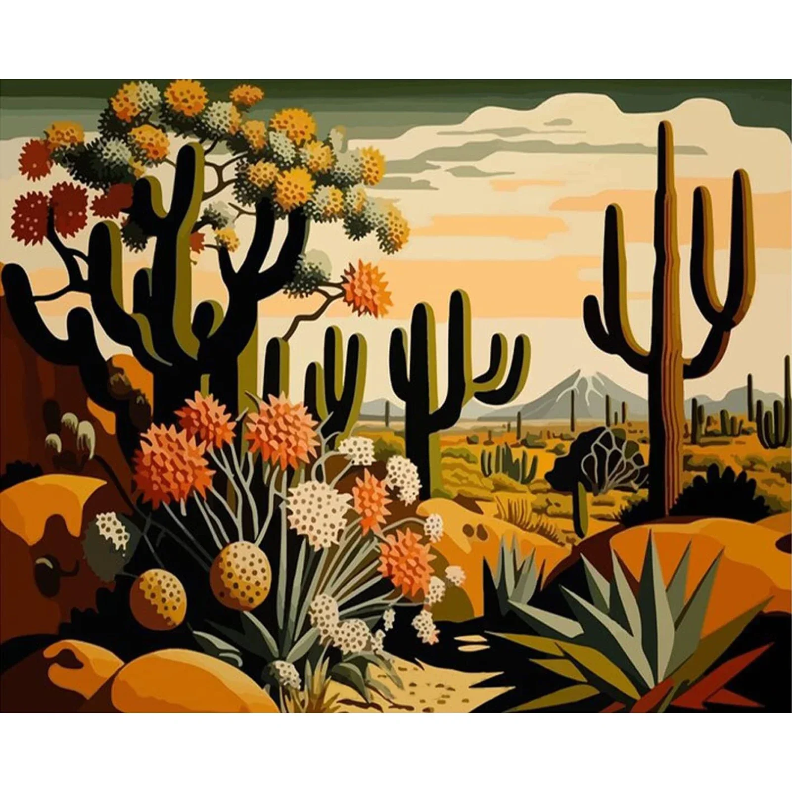 

124888 Paint by Numbers Kit for Adults -Cactus, Acrylic Digital Oil Painting Art on Canvas Wall Decor Gift No Frame