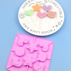 8 consecutive love five-pointed star LOVE lollipop mold silicone chocolate mold does not come with sticks
