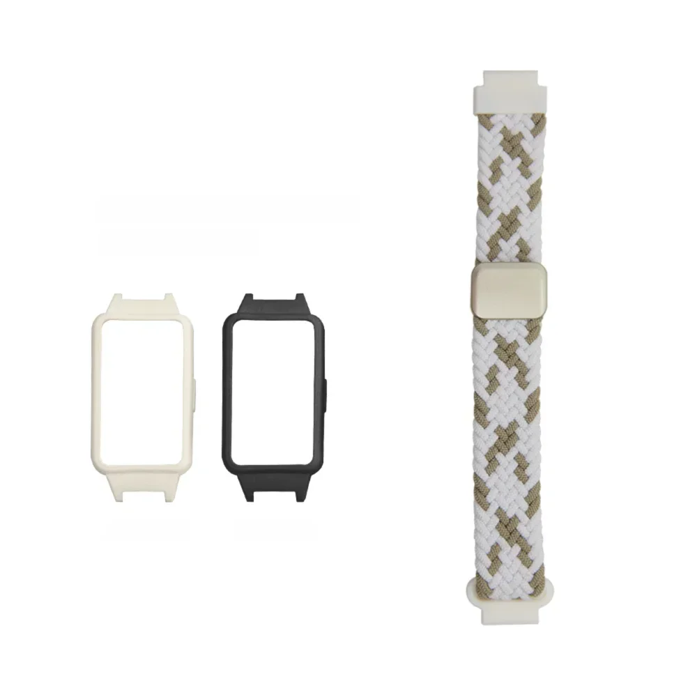 

Magnetic Buckle Nylon Strap + Silicone Case For Huawei Band 6 6NFC 6Pro 7 Honor Band 6 7 Bracelet Lightweight Sport Loop Band
