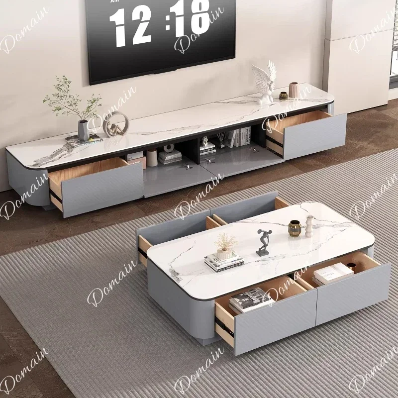 46 B 160 180 200 220 240cm Wooden Sintered Stone Tv Stand Modern High-end Luxury Design Tv Stand Storage Locker Living Room Furn
