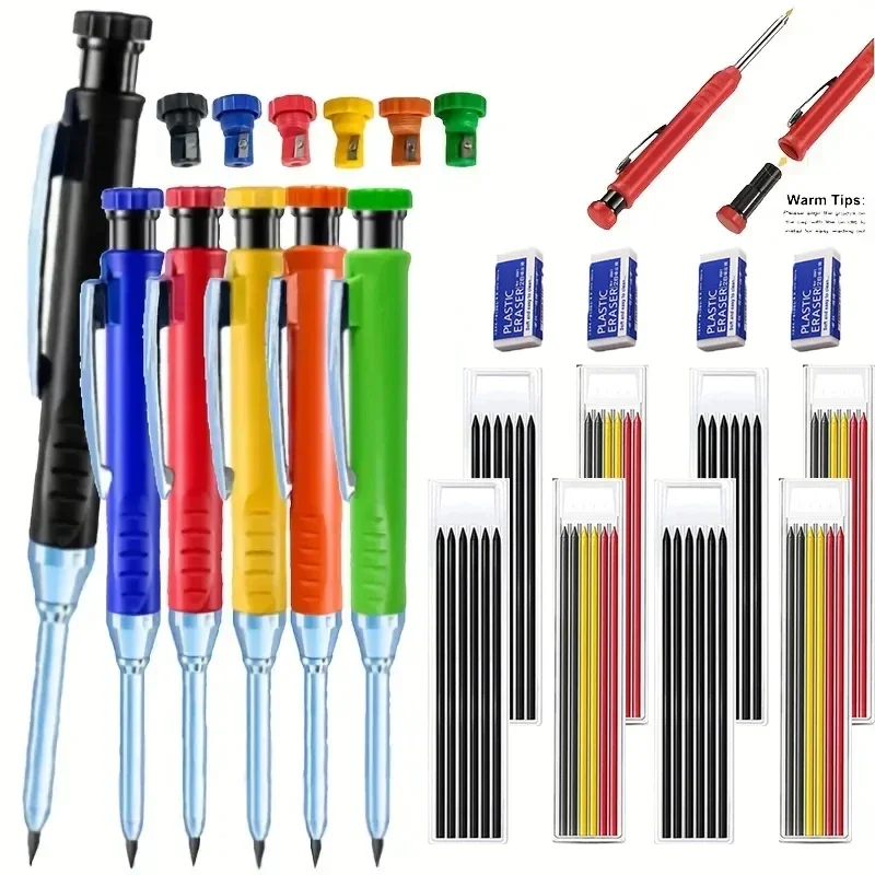 2.8mm Mechanical Pencils with Refillable Leads & Sharpener, Plastic Fantasy Theme Deep Hole Pencils for Woodworking & Drafting