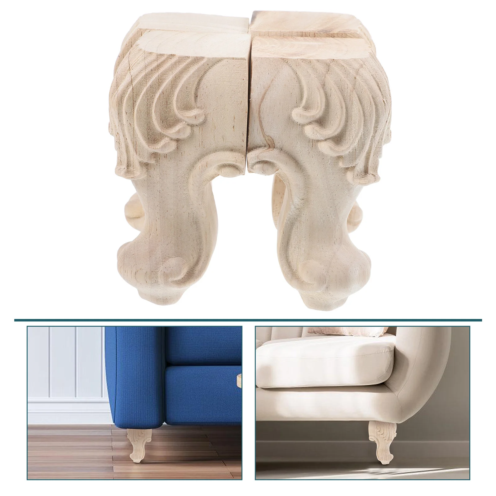 

4Pcs Unfinished Wood Furniture Legs 4 Inch Replacement Sofa Legs Solid Wooden Couch Feet for Cabinet Coffee Table Wardrobe DIY
