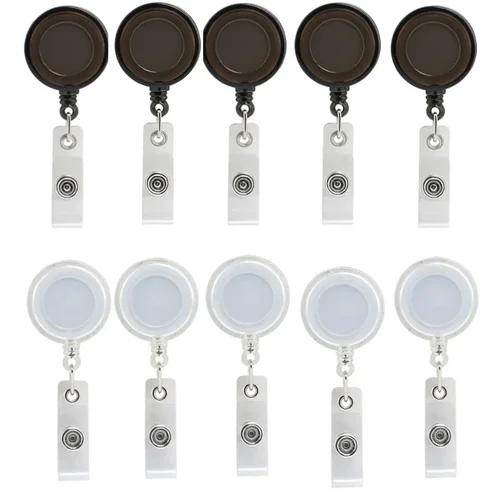 Imagen 2 del producto 10 unids/set de carretes de insignia de plástico transparente para personal de enfermera, estuche para permiso de trabajo, Clips retráctiles, llavero de carrete de insignia de fácil extracción