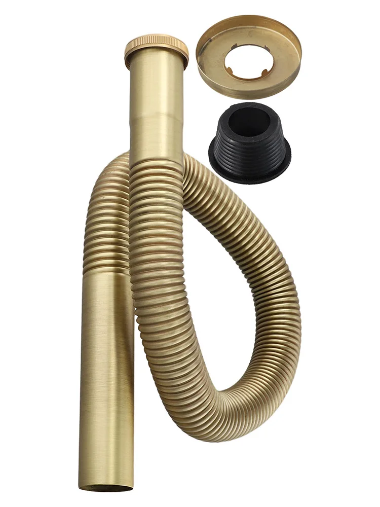 1pc Flexible Hose Brass Hose Siphon Flexible Sink Drain Bathroom Kitchen Basin Water Tube Pipe Home Improvement Plumbing Fixture