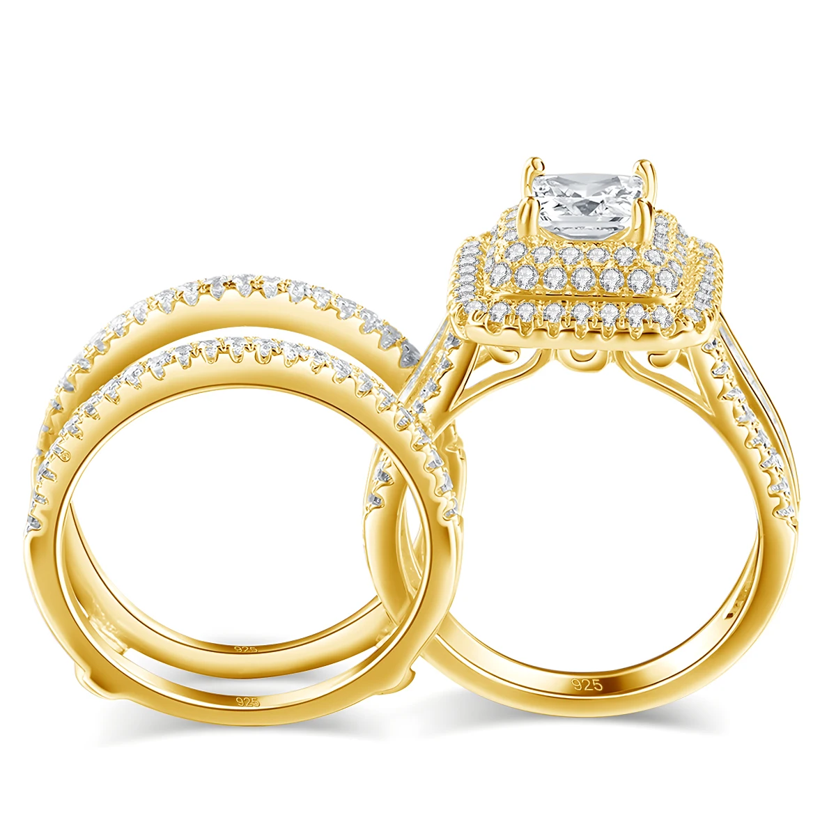 

Couple Sets 925 Silver Moissanite Rings For Women Bridal Engagement Zircon Luxury Lovers Jewelry Stackable Wedding Band