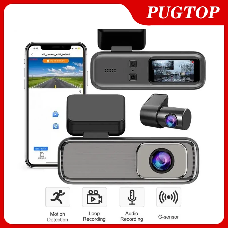 

Q6 WiFi HD 2K Dual Dash Cam for Car DVR Camera Video Recorder Auto Night View Wifi APP Smart Connect Wireless Camera Recorder