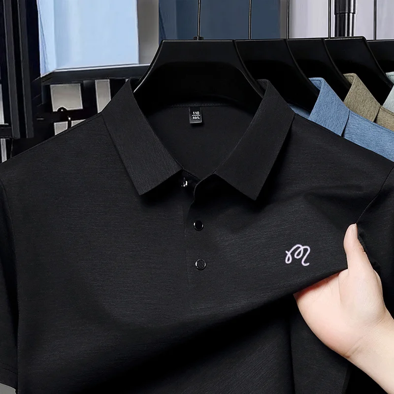High-End Man T-Shirt Polo Shirt Lapel Button Pattern Printing British Style Summer Hot-Selling Casual Fashion Golf Mens Clothing