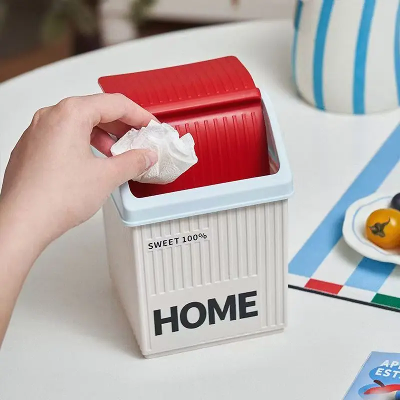 Desktop Shake Cover Trash Can Mini Trash Bin Home Decor Office Organizer Living Room Premium Lid Storage Trash  Box