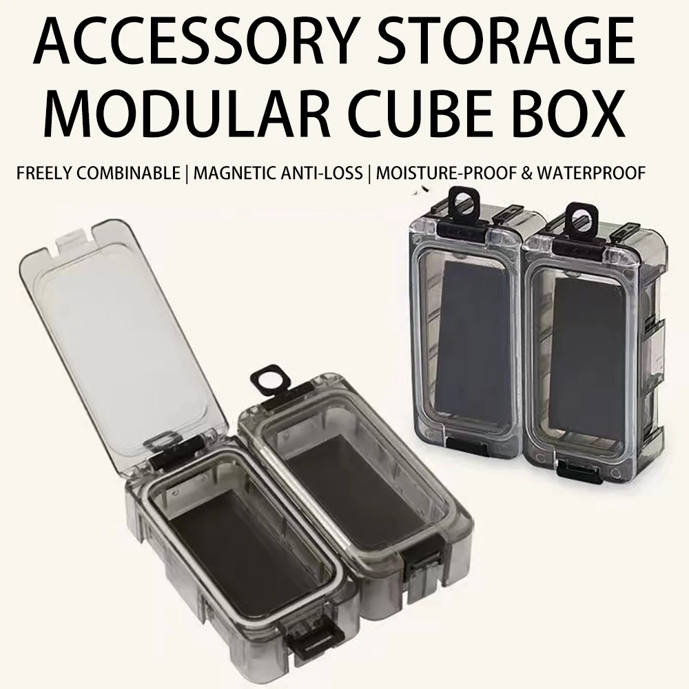 Waterproof & Sealed Lure Accessory Box Modular, Interlocking Magic Cube Style Storage Case for Micro-Lures Small Baits 1/5pcs