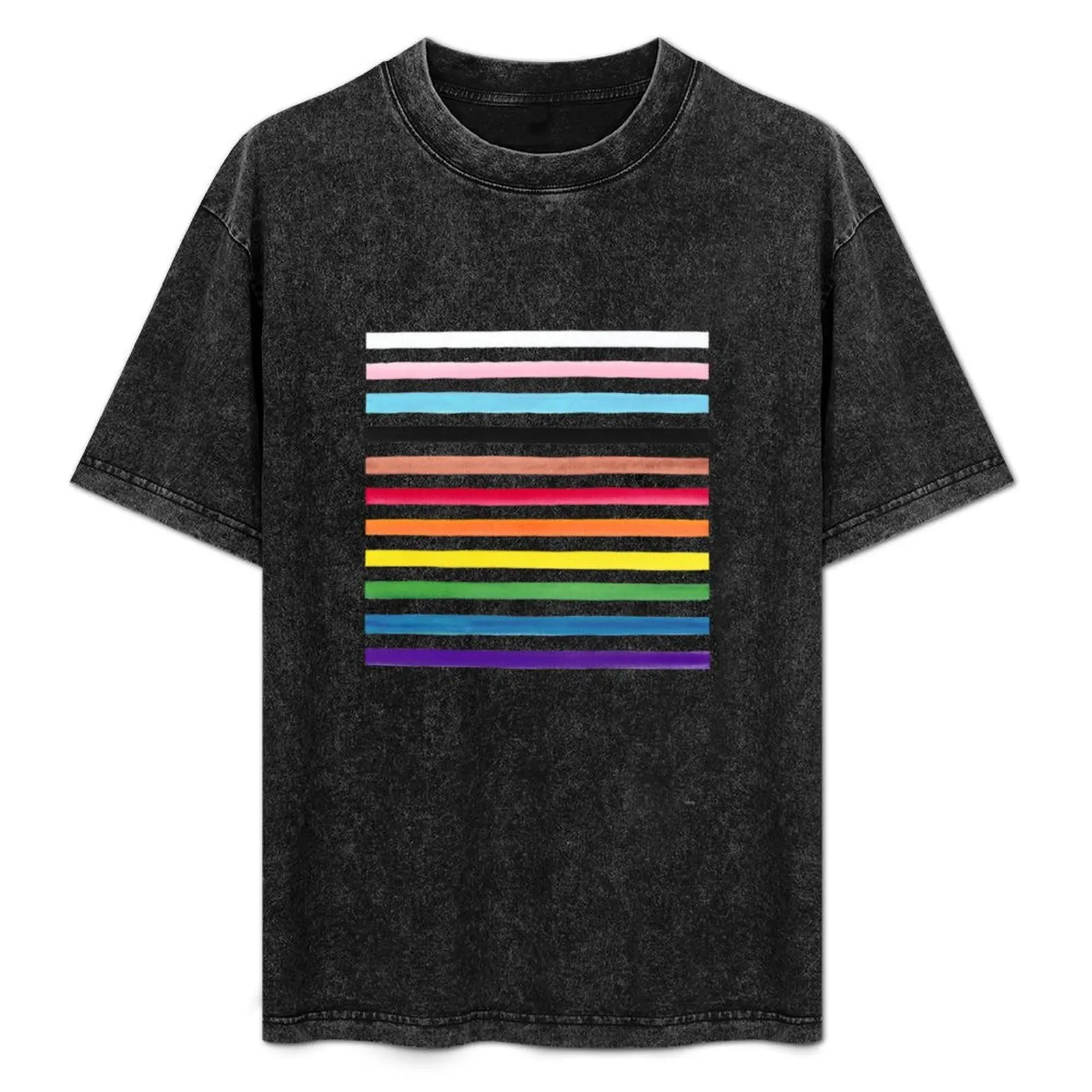 Progress Pride Stripes T-Shirt Minimalist Casual Short Sleeve Top