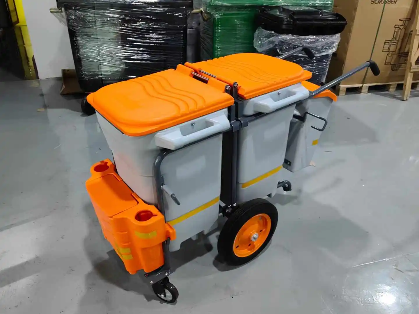 Customized Durable Street Cleaning Equipment Trolley Cart Sanitation Janitorial Double Bucket Outdoors Cleaning Carts