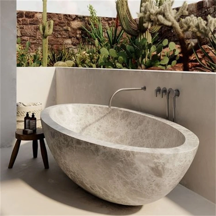 xx-Premium Modern Freestanding Travertine Bathtub Drainer with Soaking Function for Bathroom and Commercial Spaces*