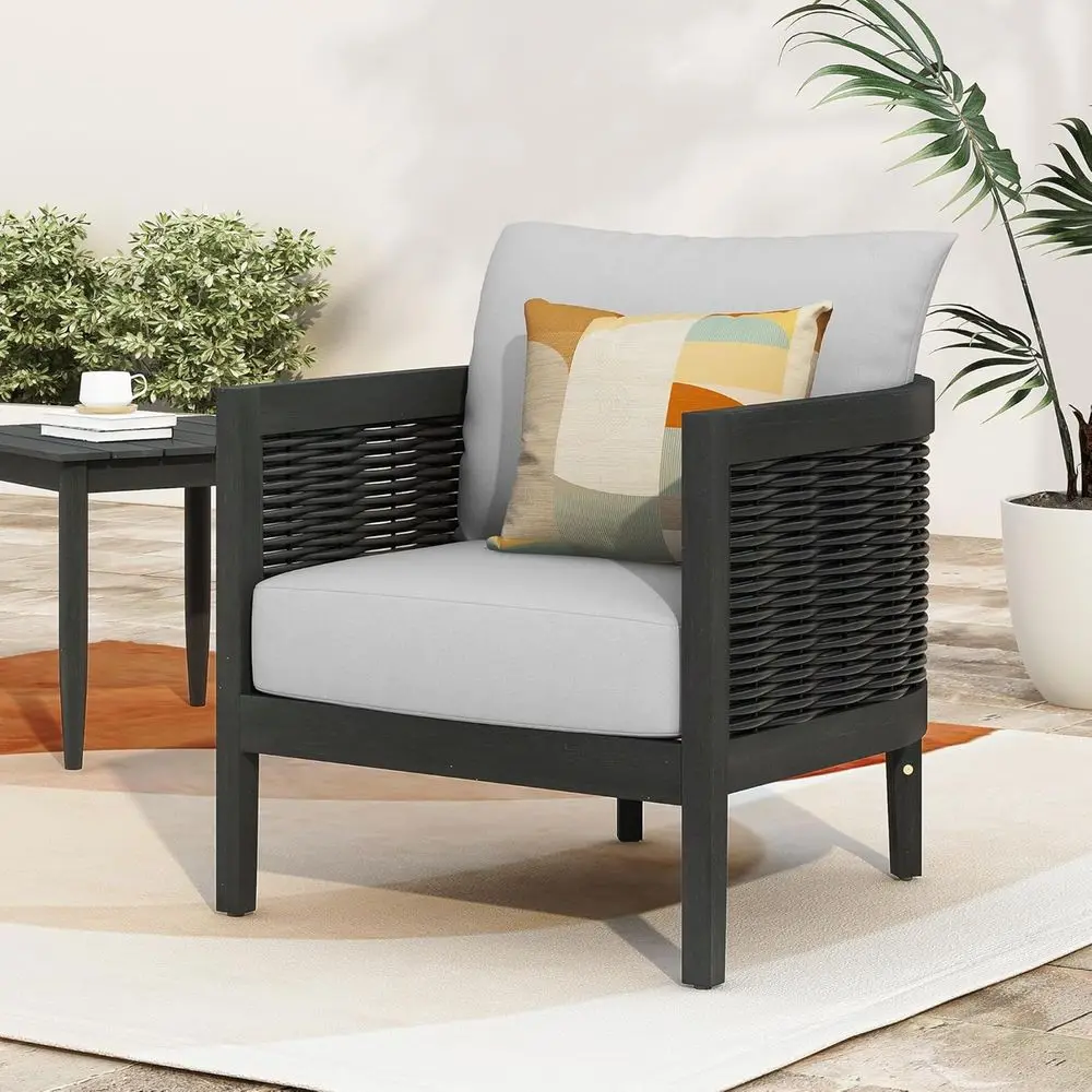 

Уличное кресло-клуб из акации с плетеным сиденьем и подушкой, мебель для патио и сада