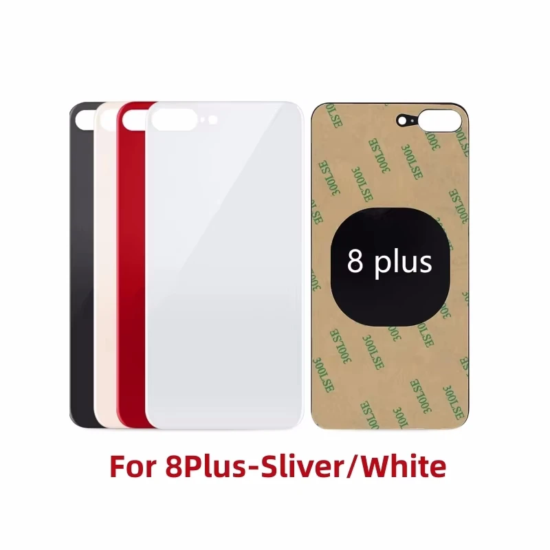 아이폰 8 플러스용 후면 유리 패널 배터리 커버, 후면 문짝 하우징 케이스 교체 부품, 3M 테이프 포함, 큰 구멍