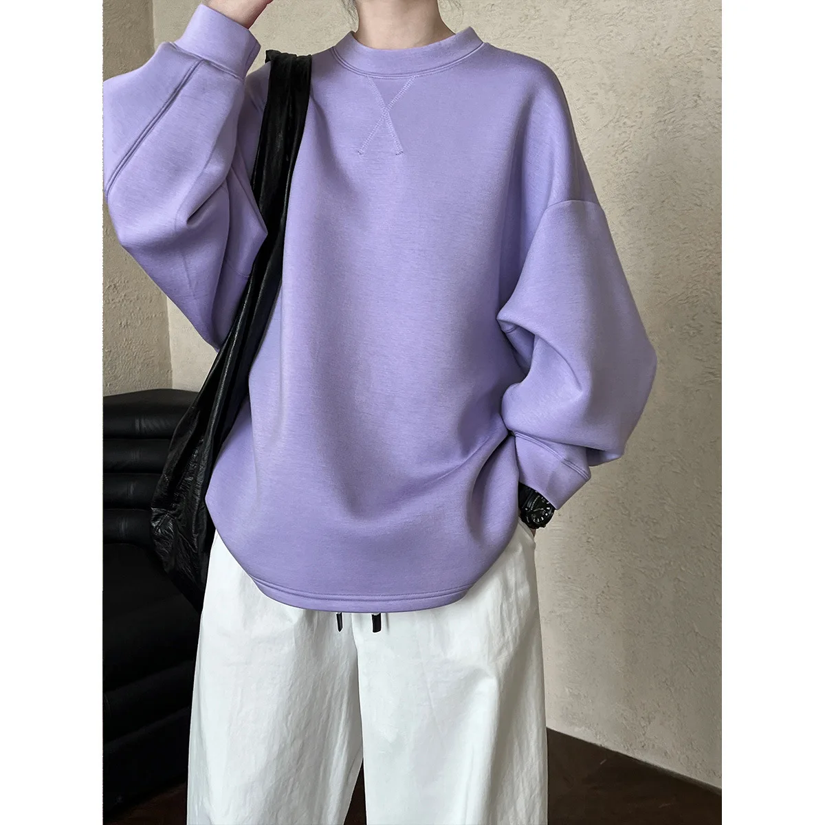 

Casual Loose Round Neck Long Sleeved Sweatshirt Base for Women 2025 Korean Style Trendy Versatile Pullover Top Inner Layer 2769