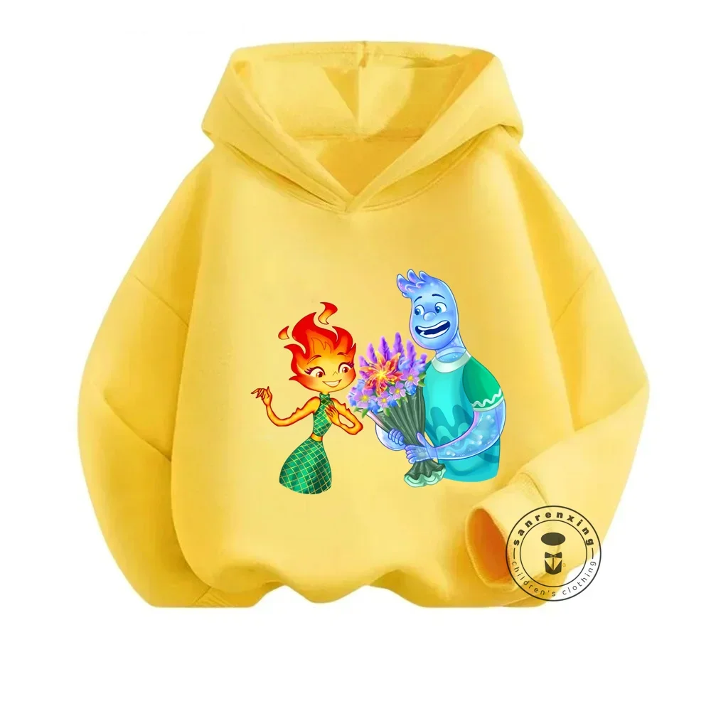 Popular Disney Elemental Hoodies with Cute Cartoon Designs Fashionable Solid Color Clothes for Boy Girl in Spring Autumn Season