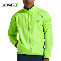 WOSAWE Men Windproof Water-repellent Reflective Cycling Jacket MTB Bicycle Long Sleeve Windbreaker Bike Coat Jersey