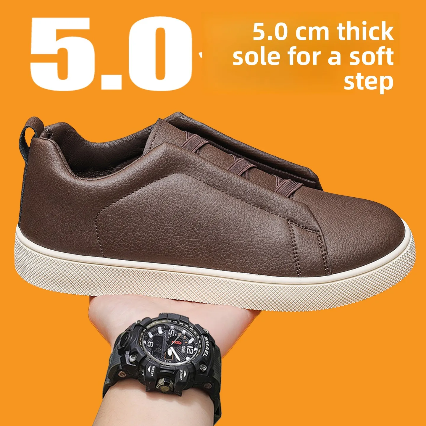 Casual Men's Slip-On Shoes Anti-Slip Soft Bottom Trendy Sports Wear Summer Comfortable Board Shoes round Toe Thick Heel