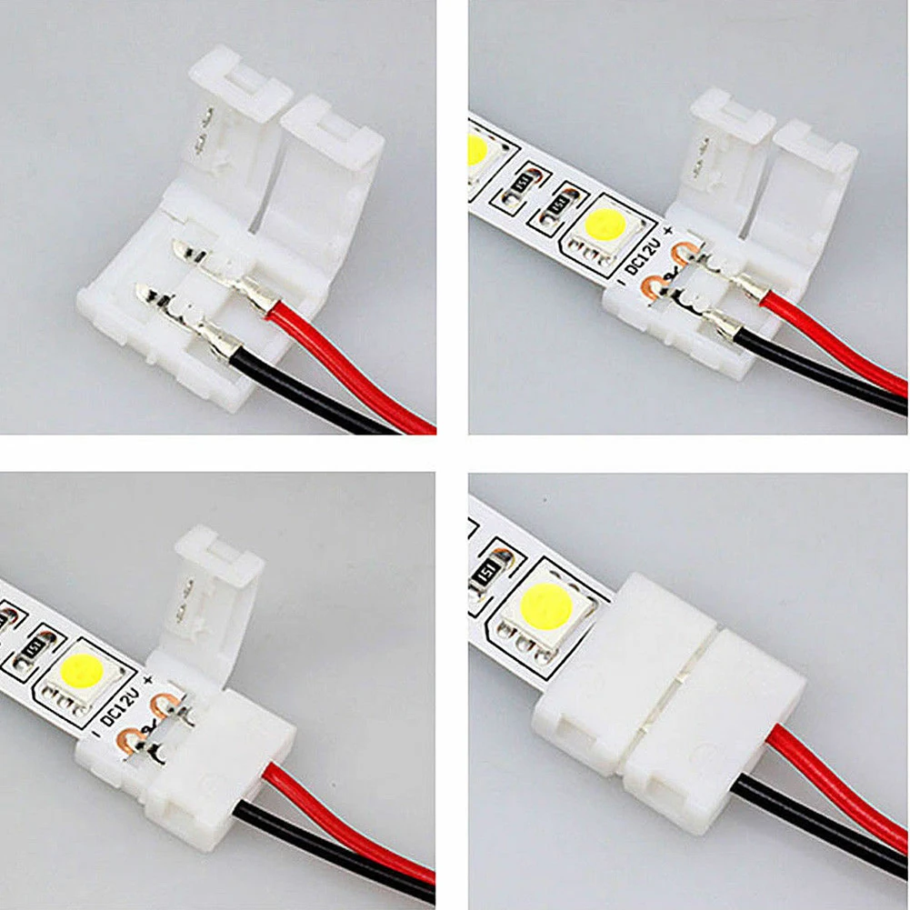 

Reliable LED Strip Connector for 5050 and 5630 Single Color LED Strip 2 Pin 10MM PCB Board Adapter Value Pack of 10