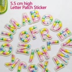 1PC Rainbow Letter Patches For Clothes Bag A-Z Alphabet 3D Colorful Alphabet Letters Embroidery Letter Patches Self-adhesive