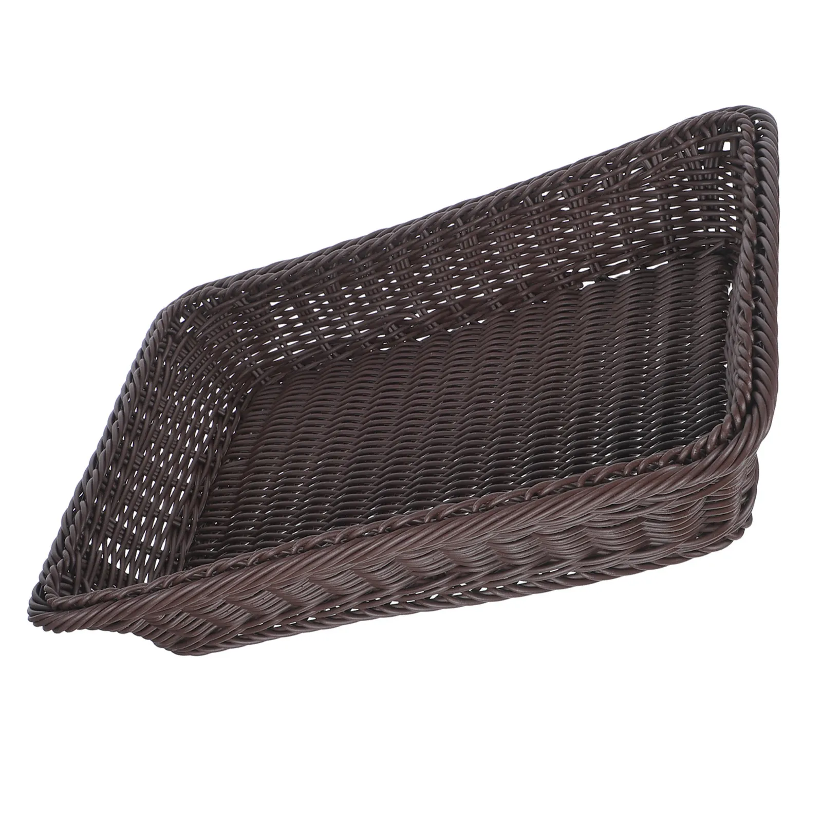 Simulated Vine Bread Basket Plastic Storage Organizer 40x30x8cm Novel Woven Basket for Bread Snacks Hotel Home Display