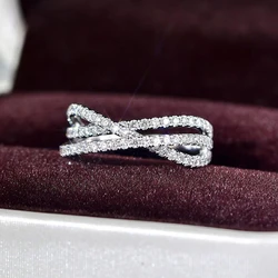 Huitan Chic Cross Ring with Cubic Zirconia Silver Color Women Accessories for Wedding Engagement Party Luxury Fashion Jewelry