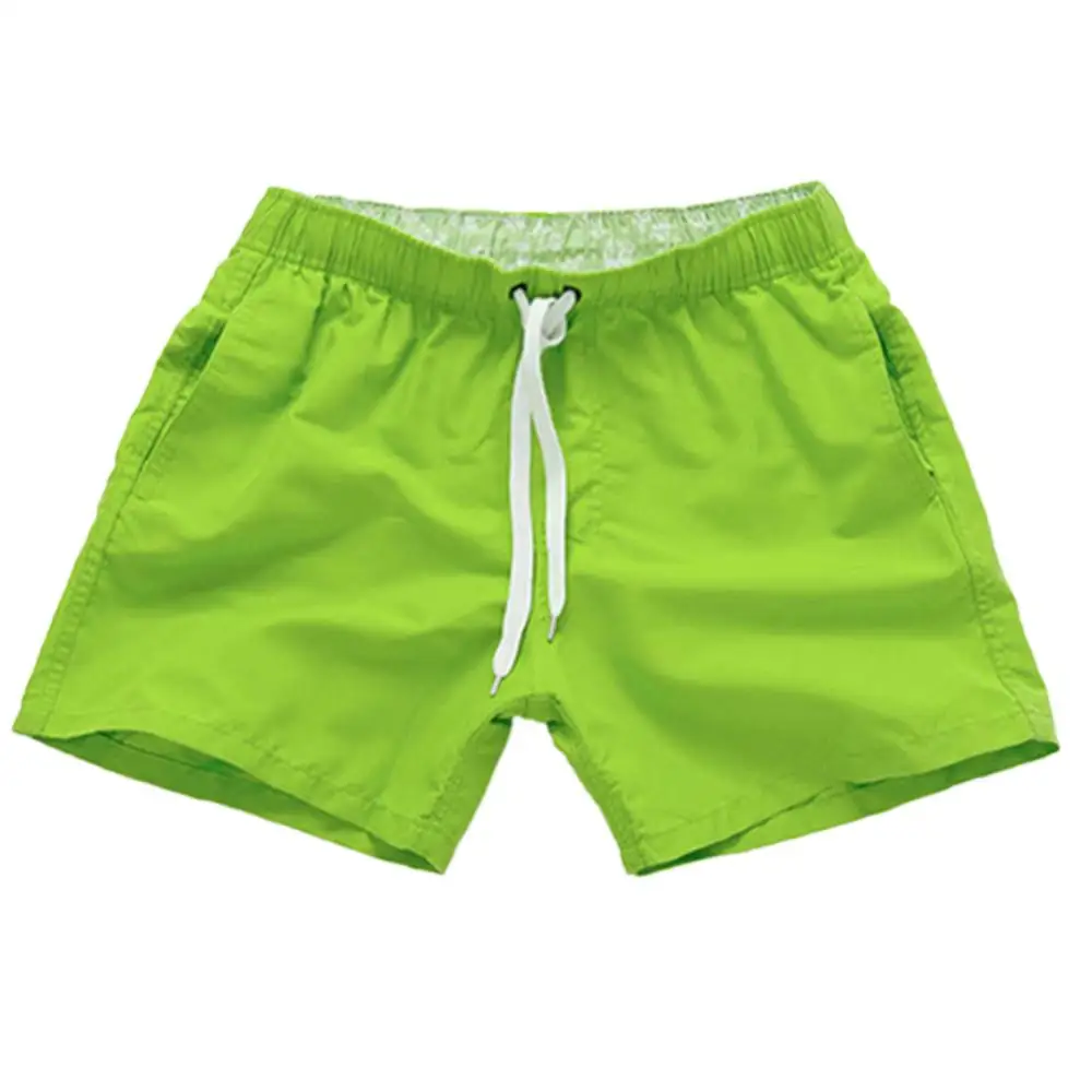 Men Swimming Trunk Casual Solid Color Men Drawstring Swimming Trunks Summer Beach Board Shorts Surfing Swim Trunks