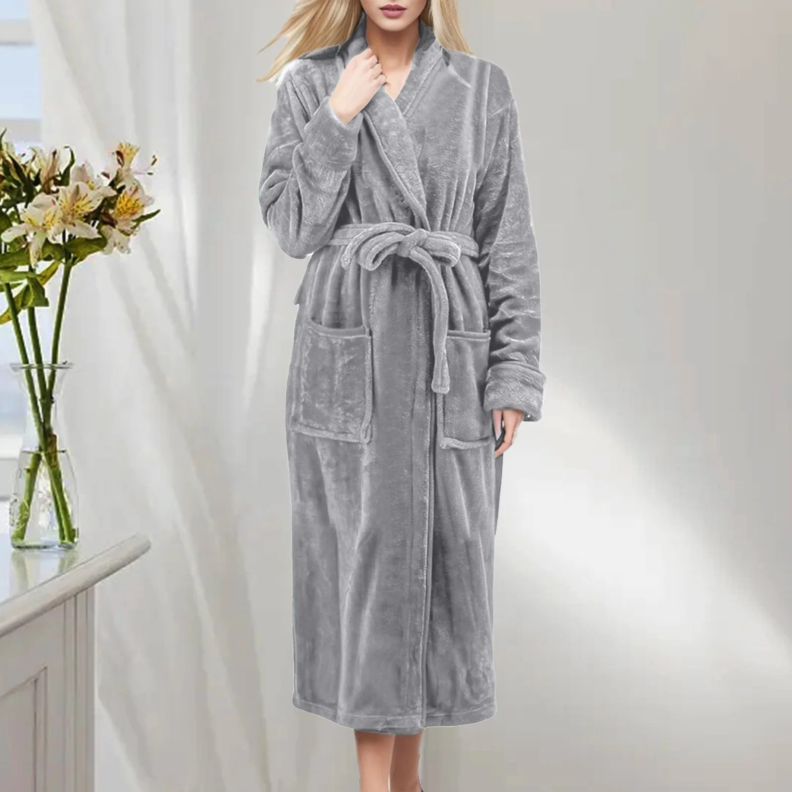 Thicken Warm Flannel Robe Winter Long Sleeve Plush Bathrobe Sexy Hooded Women Fleece Nightgown Lounge Sleepwear Bathing Homewear