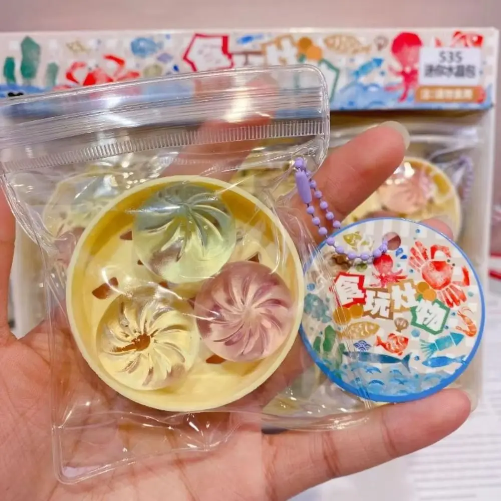 Sensory Fidget Dumpling Squishy Toys with Steamer Cute Soft Squishy Dumpling Crystal Simulation Food Mini Dumplings Desk Decor