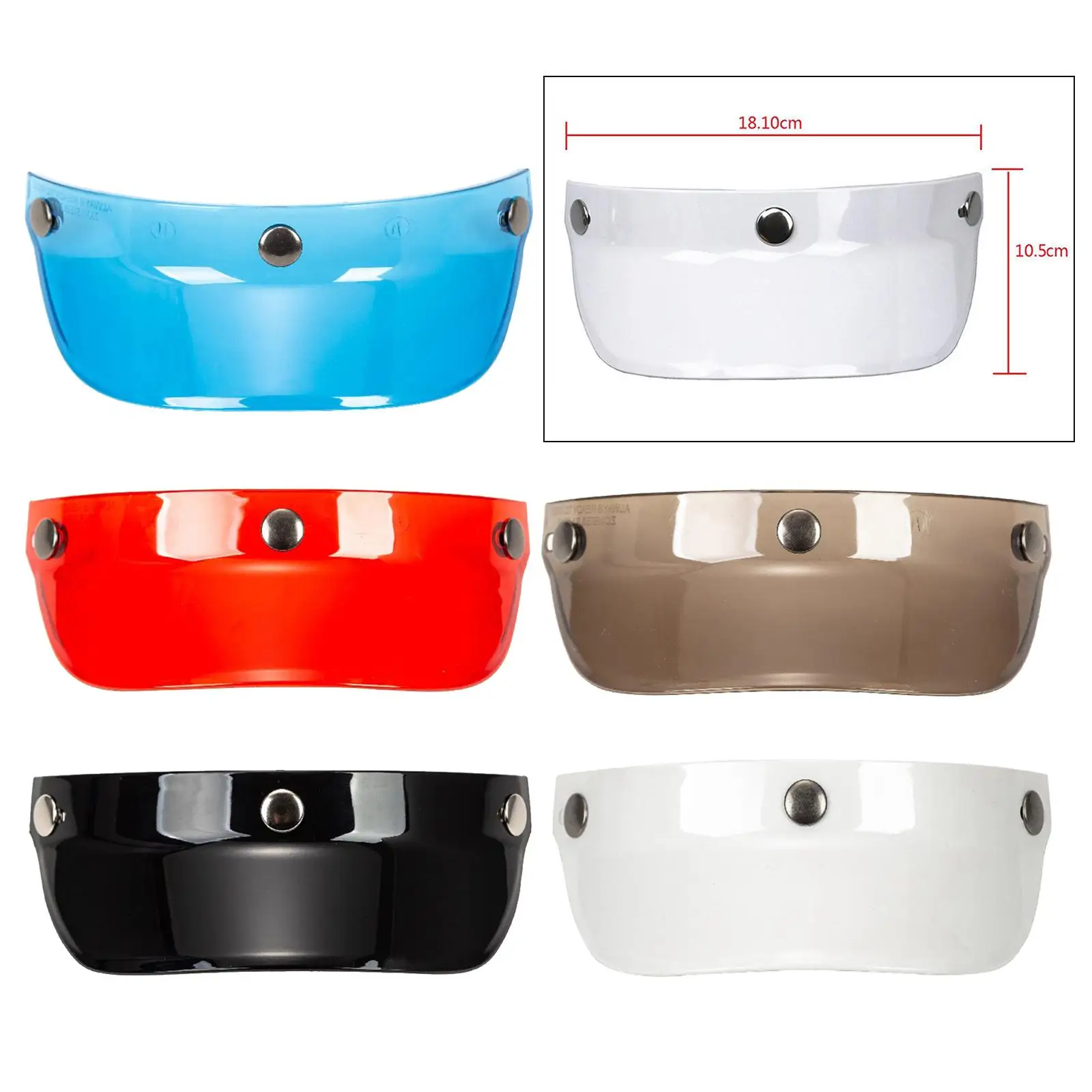 Motorcycle Peak Shield Retro Helmet Replacement & 3 Snap Scratch Resistant