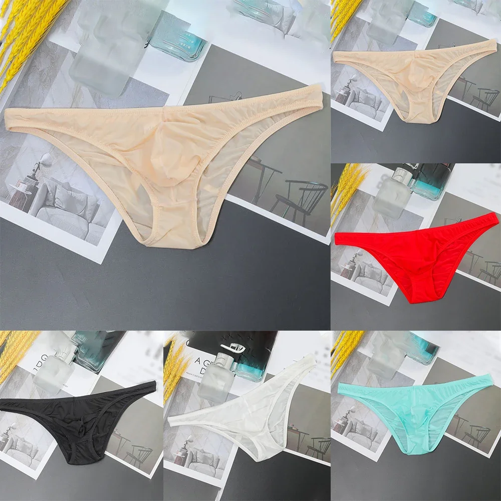 Panties Men Shorts Low Rise and Stylish Men's Ice Silk Bikini Thong Underwear Perspective Design and Breathability
