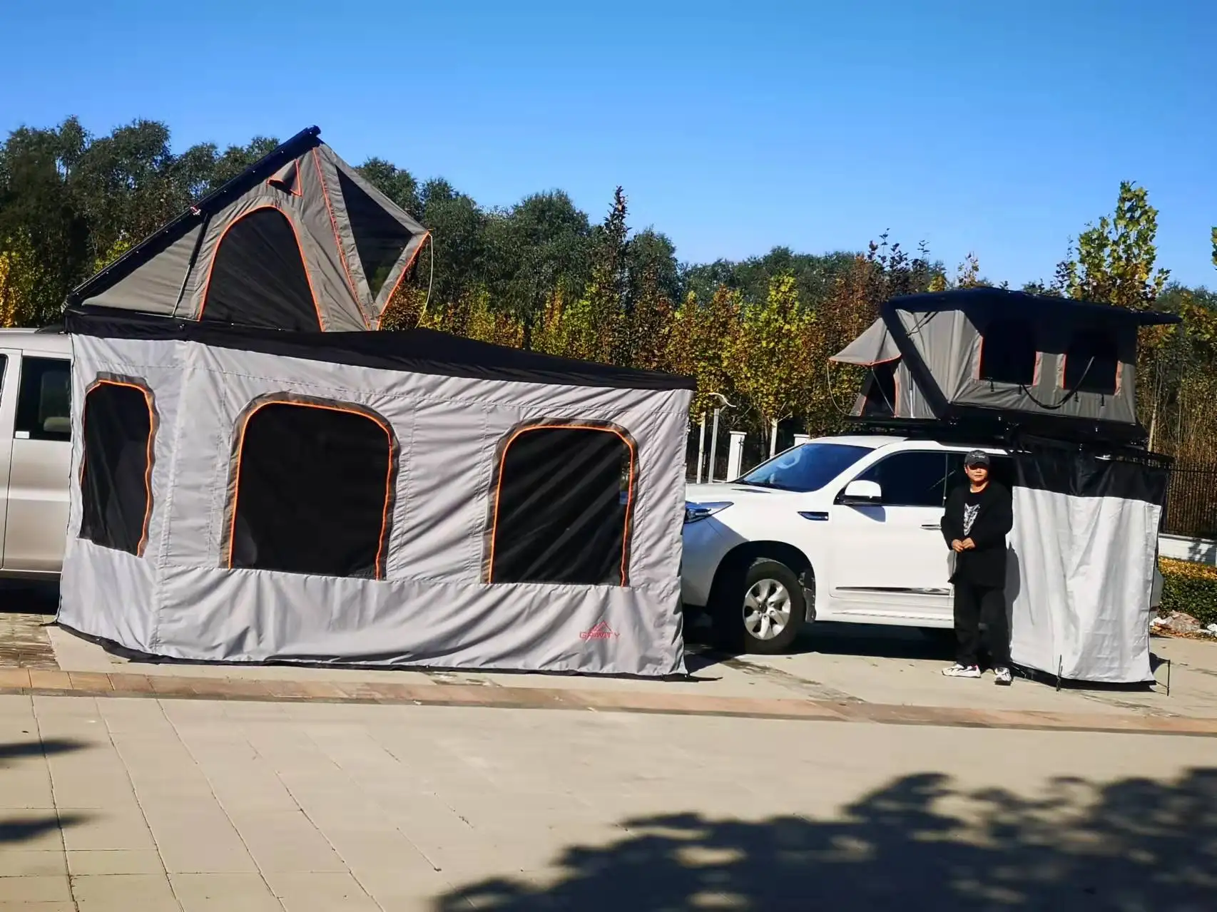 Awning Mobil 300D Mudah Dipasang, Rangka Aluminium 4 Musim dengan Saklar Kontrol Jarak Jauh, Tahan Air, Anti Busuk untuk 3-4 Orang