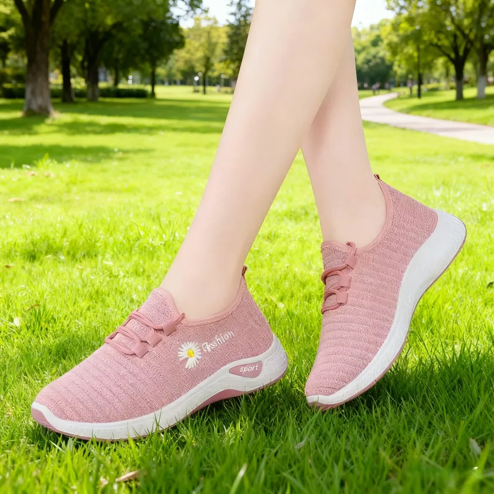النساء أحذية تنفس سيدة شقة الصيف أحذية رياضية بيضاء تنفس أحذية امرأة الإناث شبكة أحذية رياضية النساء حذاء مسطح 2025 #2